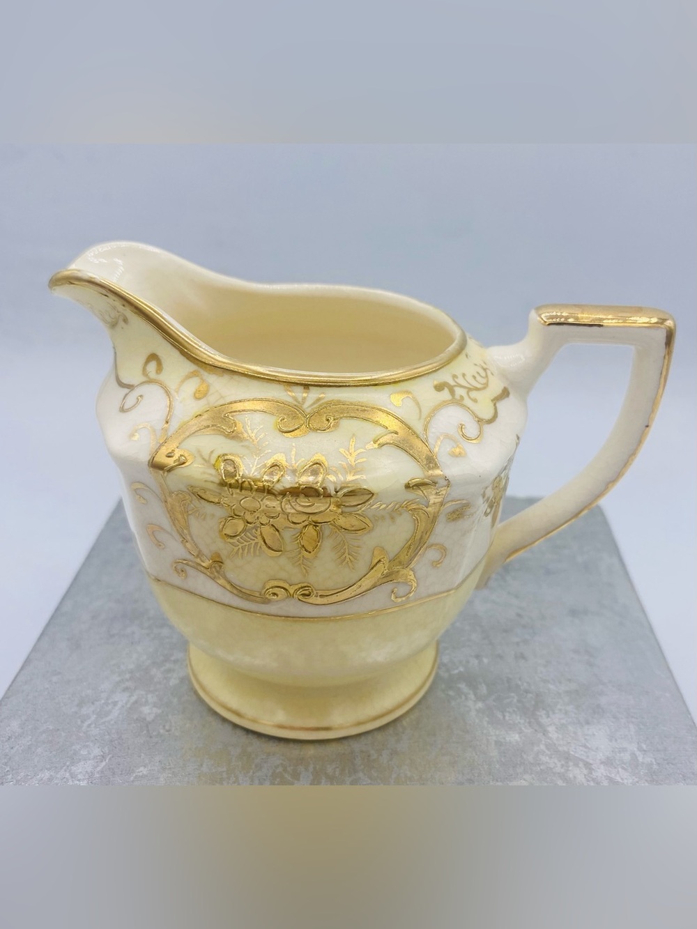 Antique Hand Painted Moriyama Mori-Machi Porcelain Creamer Gold Trim Japan